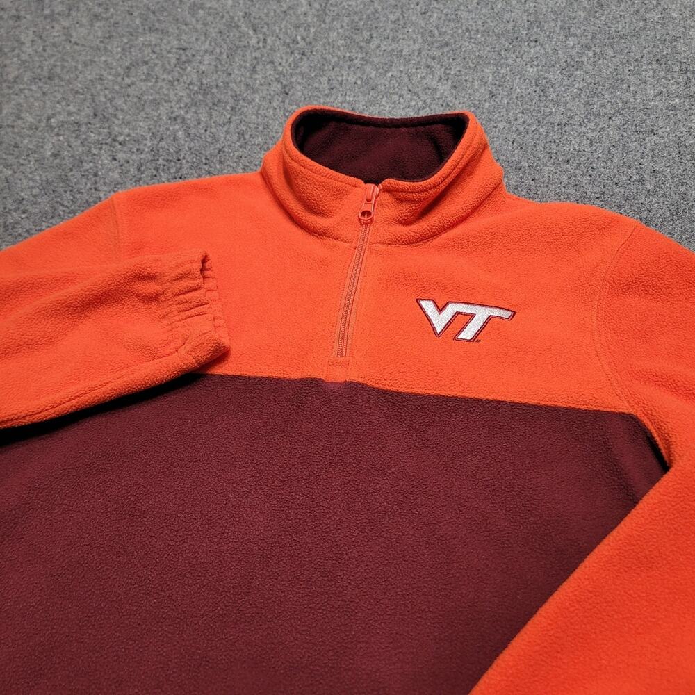 Virginia Tech Hokies Sweater Boys Medium Maroon Orange 1/4 Zip Pullover Youth